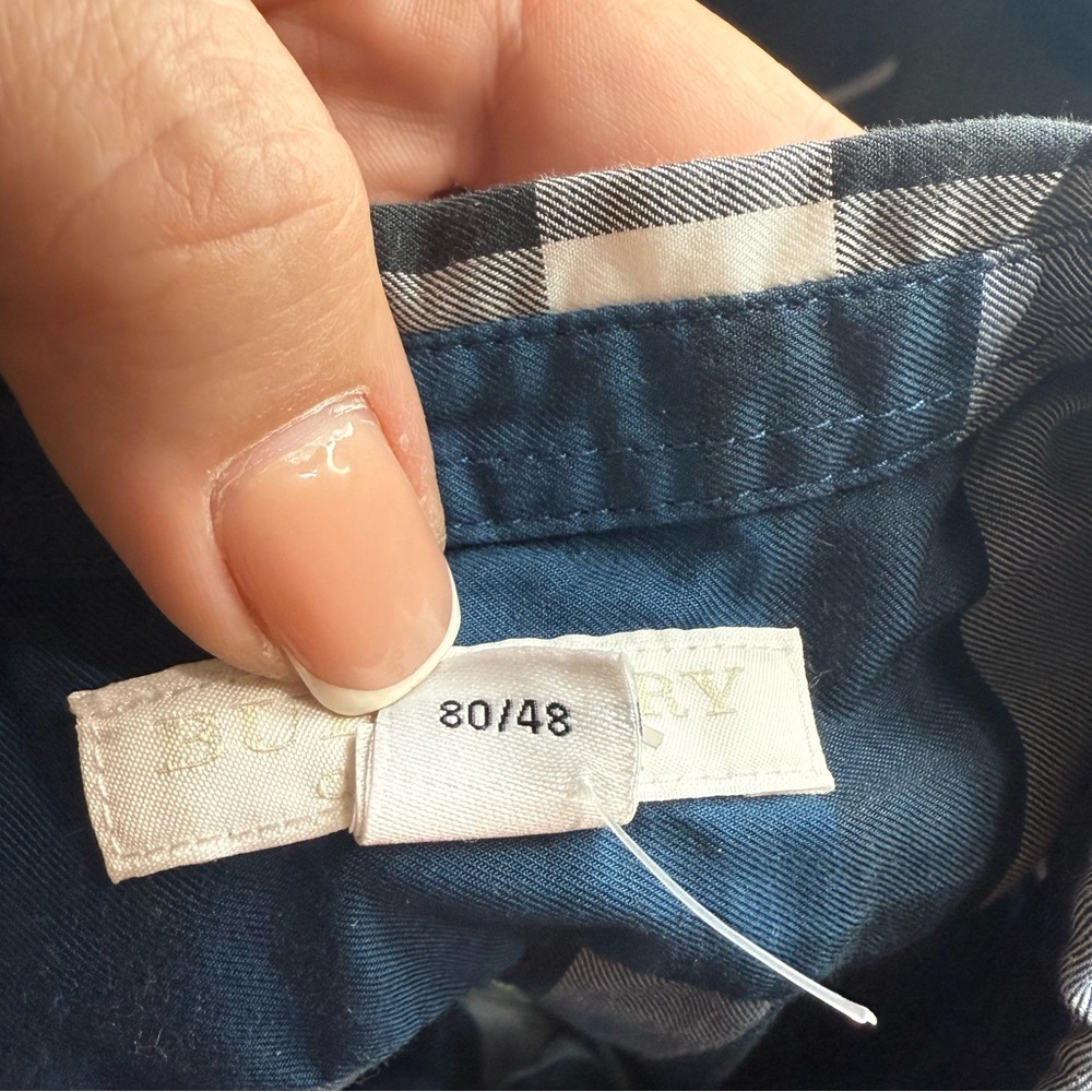 Burberry Baby Boy Navy Blue Checked Shirt 18 Months - Picture 6 of 10